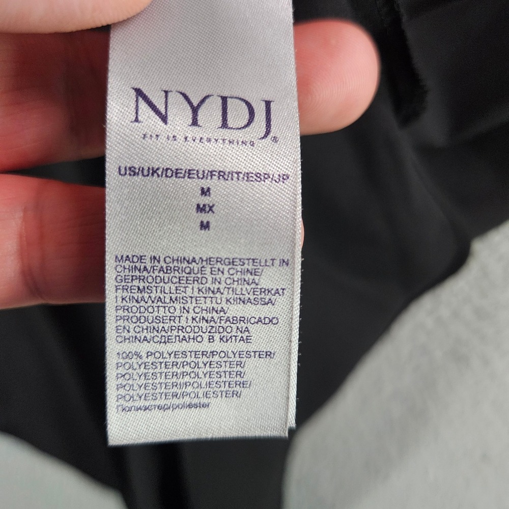 NYDJ Women Black 3/4 Sleeve Pleated Back Henley Blouse Top Medium M - Picture 3 of 8